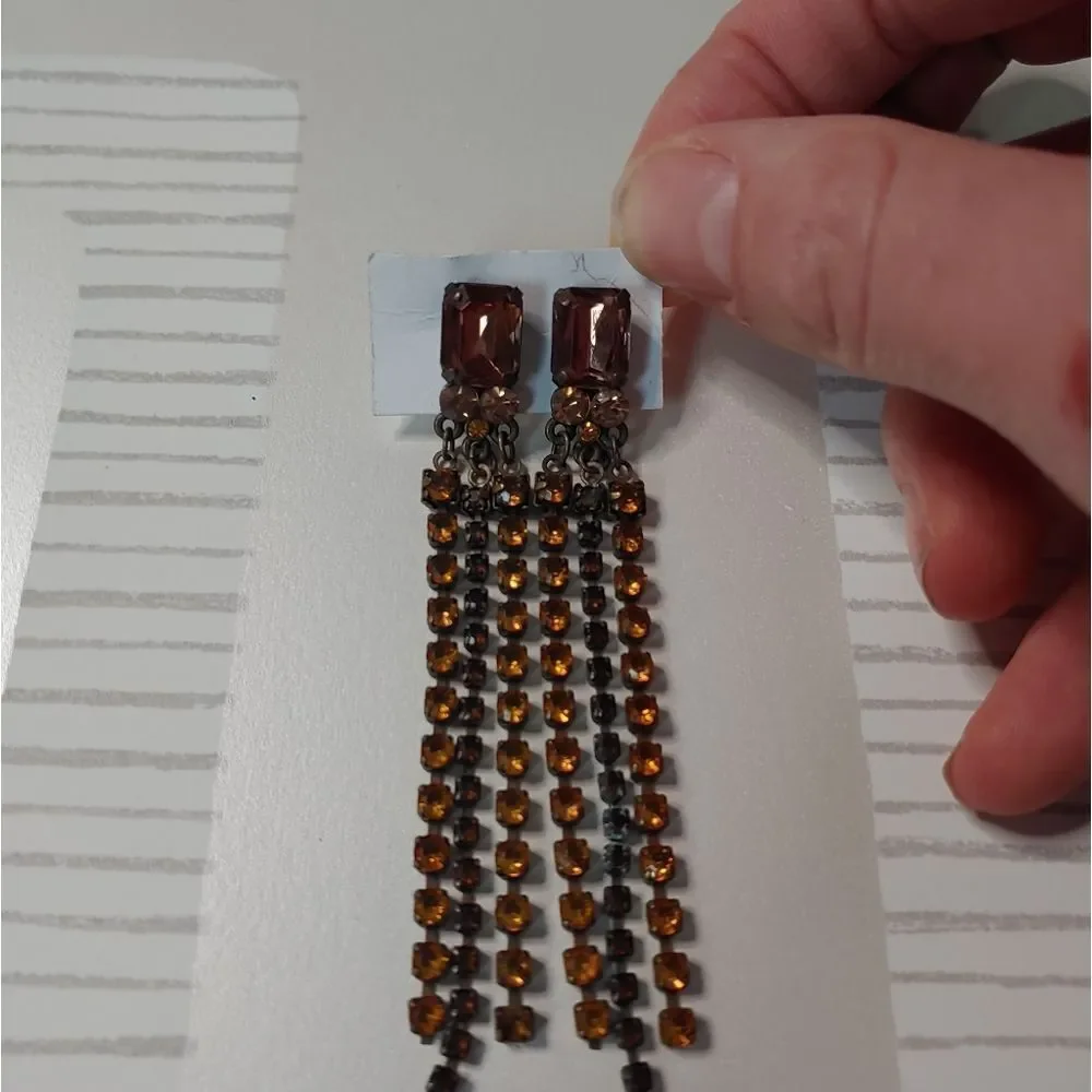 Vintage 90s Topaz & Citrus Rhinestone Earrings